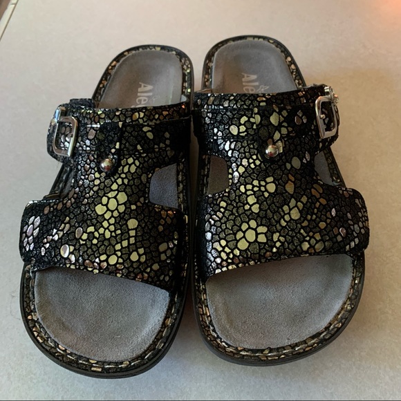 Alegria Shoes - ALEGRIA Peggy Pewter Mosaic Leather Sandals Women's Size EU 38 US 8